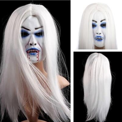 Toothy Zombie Bride With White Hair Scary Mask