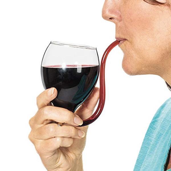 Wine Glass Built-in Straw